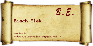 Biach Elek névjegykártya